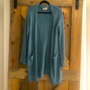Listicle size large popcorn cardigan. Teal